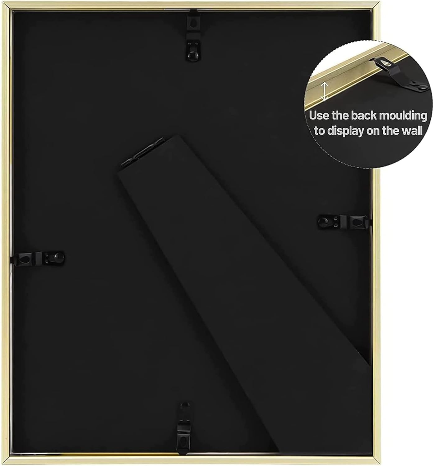 Golden State Art Gold 8x10 Aluminum Frame for 8 x 10 Picture or 5x7 Photo with Mat - Shatter-Resistant Glass