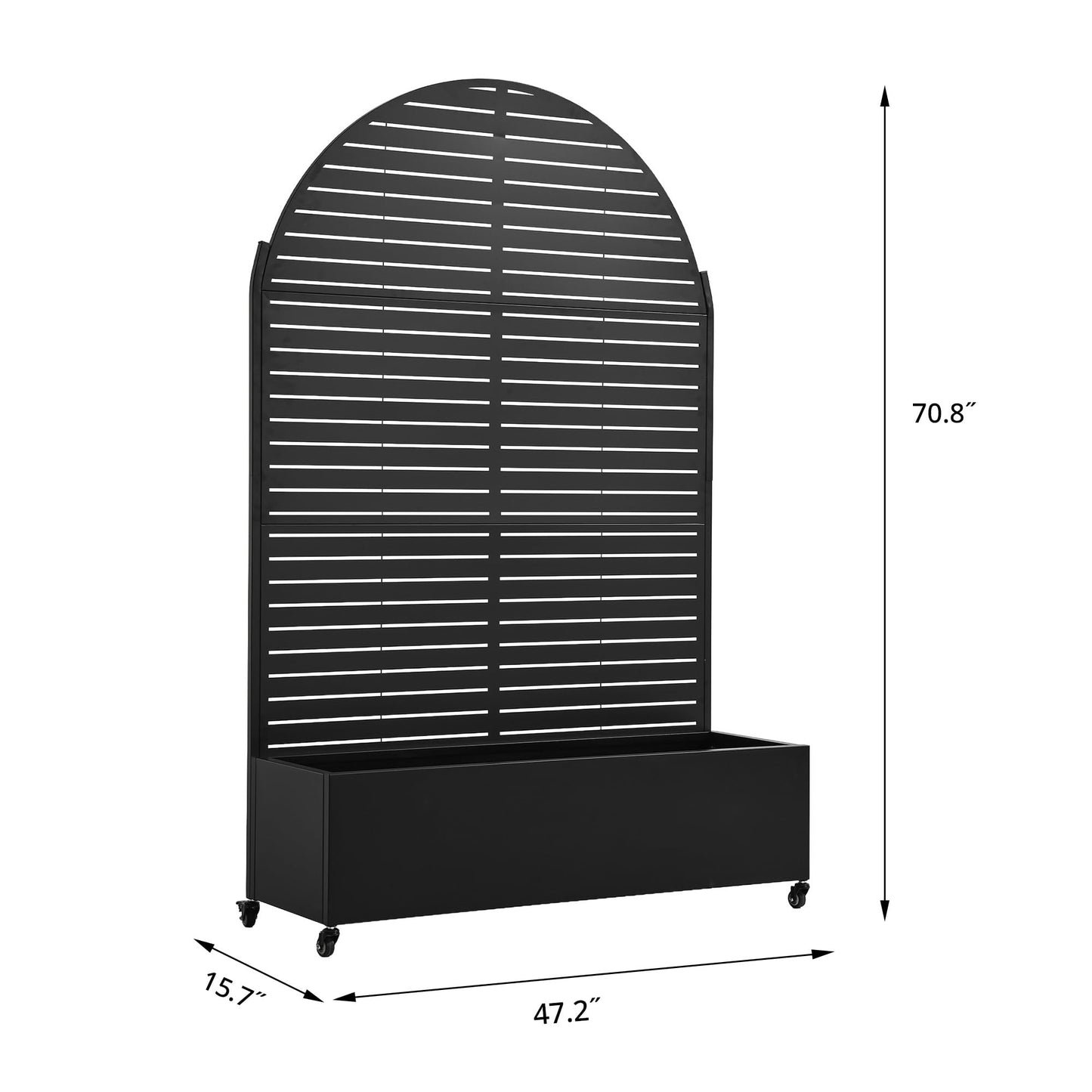 Metal Raised Garden Bed with Trellis and Wheels, 71"x47"x16" Planter Box with Privacy Screen & Drainage Holes, Arched Outdoor Garden Bed for Climbing Plants, Vegetables, Flowers (Black-Louvered)
