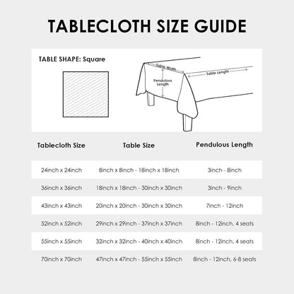 24 24 Inch Small Square Solid Black Tablecloth x Washable Fabric Table Cloth Wrinkle Resistant Polyester Table Cover