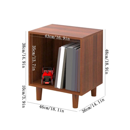 YUHUAWF Vinyl Record Holder Low Open CD Record Cabinet Wooden Storage Bookcase Bedside Table with Feet CD Holder