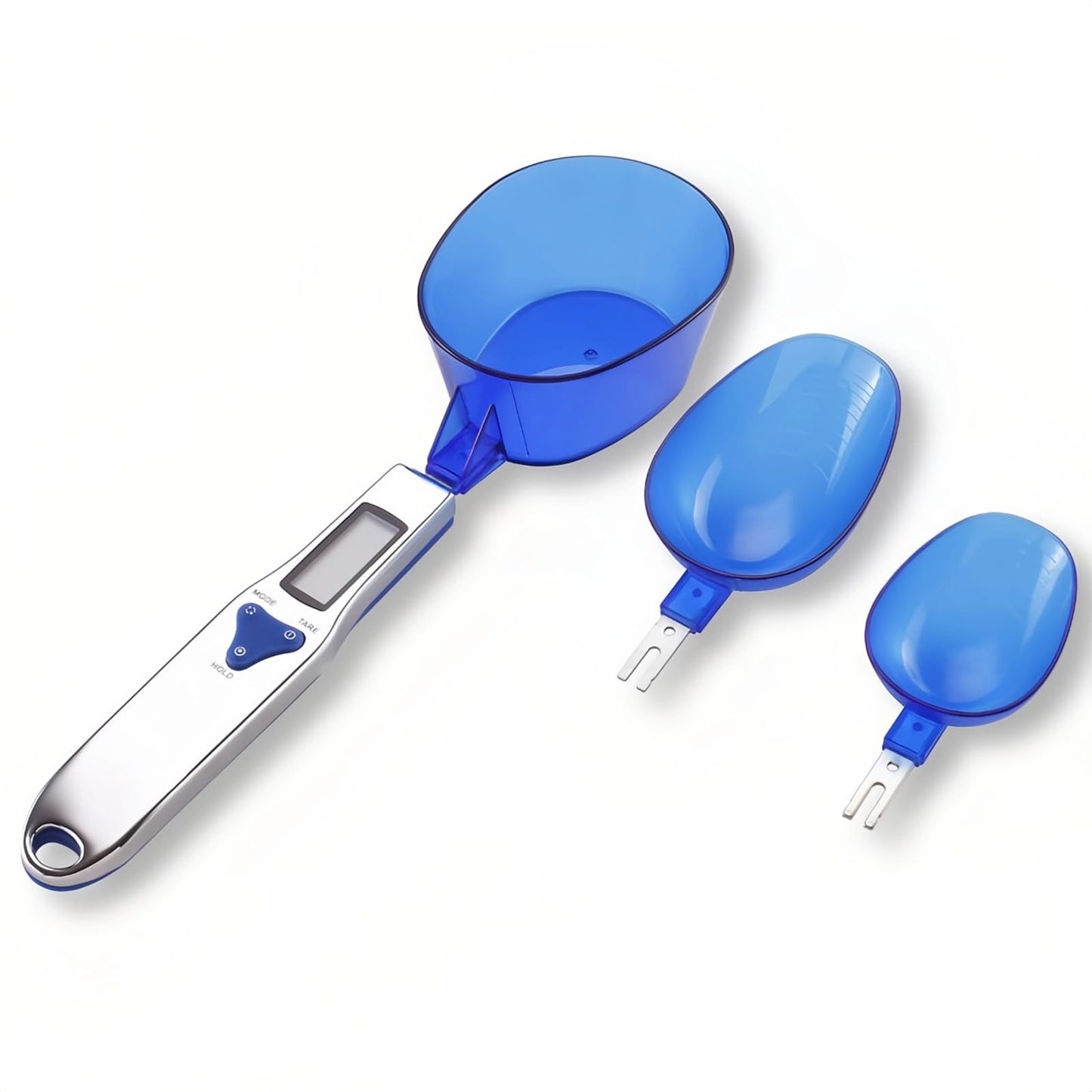 Yoidesu Digital Kitchen Scale, Electronic Gram Measuring Spoon, 500g/0.1g Blue Cute Digital Weight Scale Spoon with 3 Measuring Spoons for Portioning Milk, Tea, Flour, Spices, Medicine