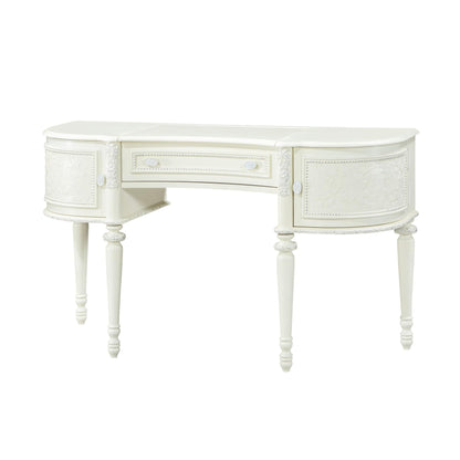 Acme Dorothy Half Moon Vanity Desk & Mirror in Ivory