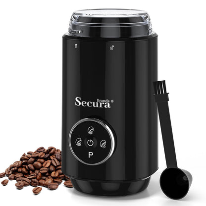 Secura Brands Electric Coffee Grinder with Coarse to Fine Multiple Grind Setting for Coffee Bean, Spices & Herbs, Black