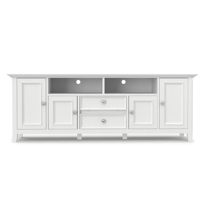 SIMPLIHOME Amherst TV Stand - 72 inch Wide Solid Wood Media Console in White, Transitional Entertainment Center for Living Room for TVs up to 80 Inches with Shelves and Cable Management