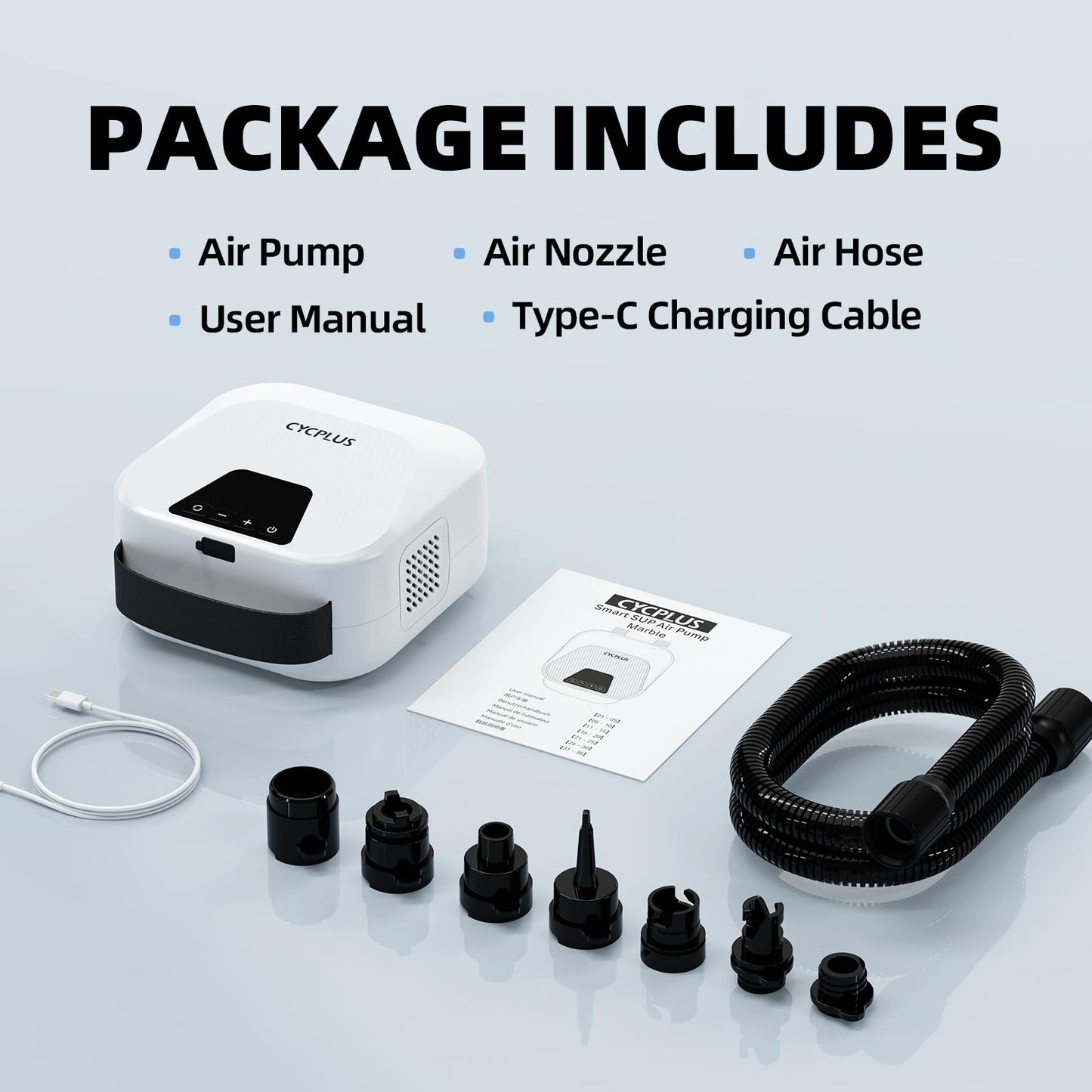 CYCPLUS 20PSI High Pressure Smart SUP Air Pump, Rechargeable Battery-Powered, Intelligent Dual Stage Inflation & Deflation, Auto-Off Air Pump for Stand Up Paddle Boards,Surfing Kite, Tent, Mattress