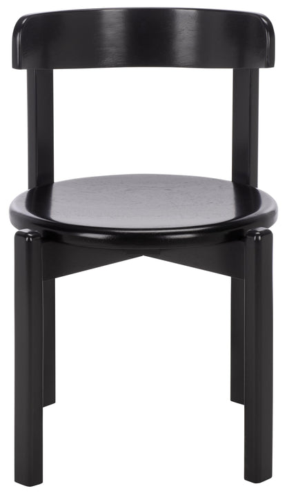 SAFAVIEH Furniture - Calixto Dining Chair Set of 2 - Black Solid Wood - Round Seat Modern Chair - Fully Assembled - Ideal for Dining Room, Kitchen, 19" Seat Height (DCH8809B-SET2)