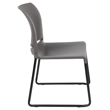 Flash Furniture Hercules Series Contoured Stacking Chairs for Waiting Rooms and Offices, Ergonomic Lobby Chairs with Curved Back, Set of 5, Gray