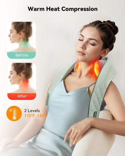 Snailax Cordless Neck Shoulder Massager with Heat for Pain Relief Deep Tissue, Upgarded 4D Kneading, Shiatsu Back Neck Massager Pillow for Neck, Shoulders Back, Gifts for Men Women Mom Dad