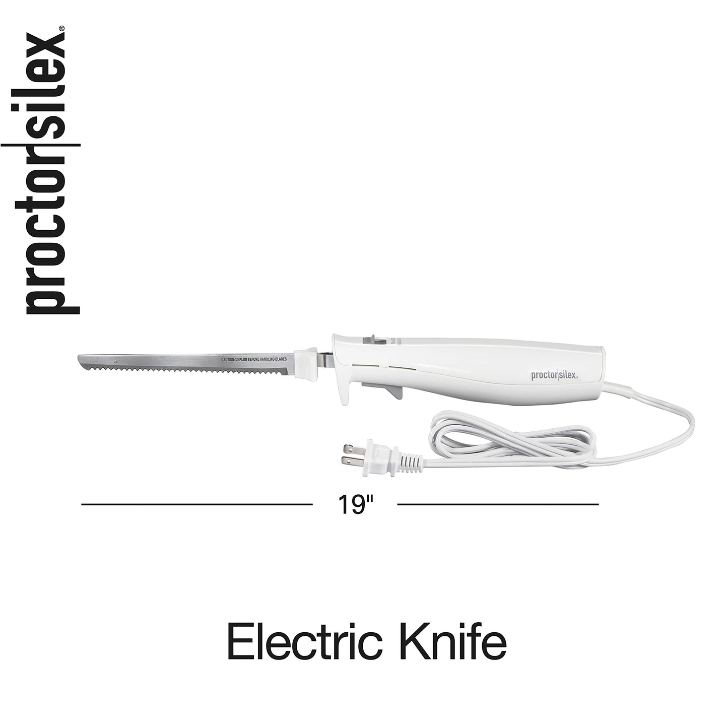 Proctor Silex Easy Slice Electric Knife for Meat Slicing, Poultry, Bread, Crafting Foam and More, Lightweight with Contoured Grip, White, (74312)