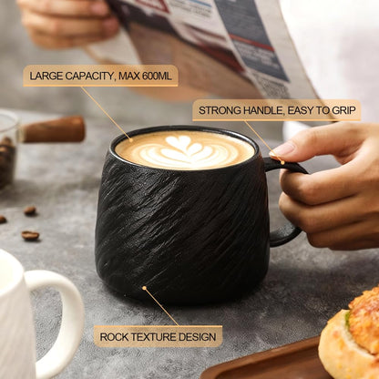 KINSALOON Premium Ceramic Coffee Mugs Set of 2, 550ML Large Cups and Mugs with Comfortable Handle for Latte, Soup, Tea, Milk, Great for Home, Office & Couple Mugs Set