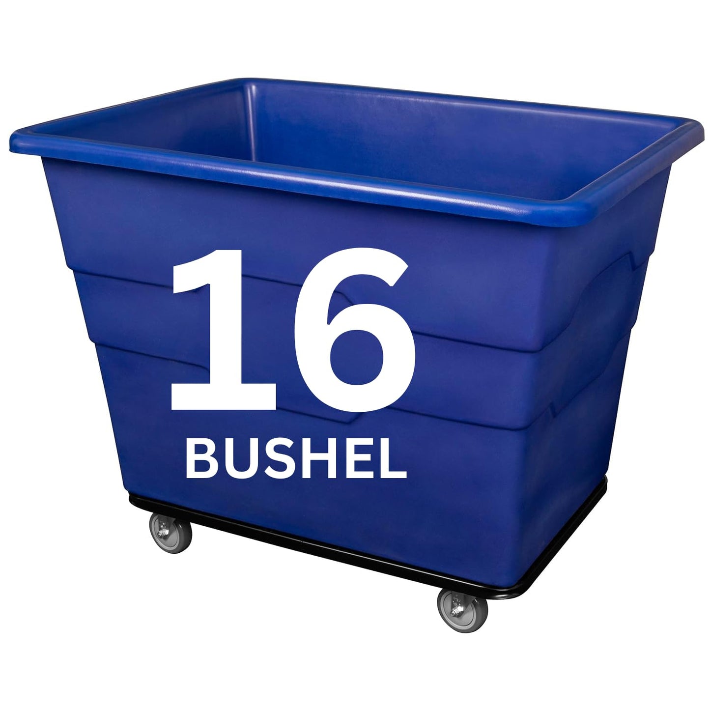 ReadySpace Commercial 16 Bushel Utility Cart with Steel Base, Poly Box Basket Truck, Laundry Cart, and Rolling Trash Bin, 47-Inch x 34.75-Inch x 35.5-Inch, 1000 Pound Weight Capacity, Blue