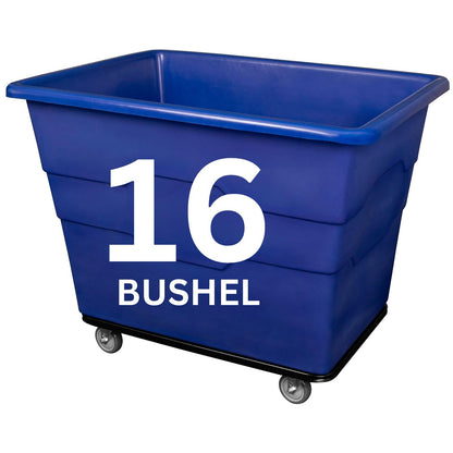 ReadySpace Commercial 16 Bushel Utility Cart with Steel Base, Poly Box Basket Truck, Laundry Cart, and Rolling Trash Bin, 47-Inch x 34.75-Inch x 35.5-Inch, 1000 Pound Weight Capacity, Blue