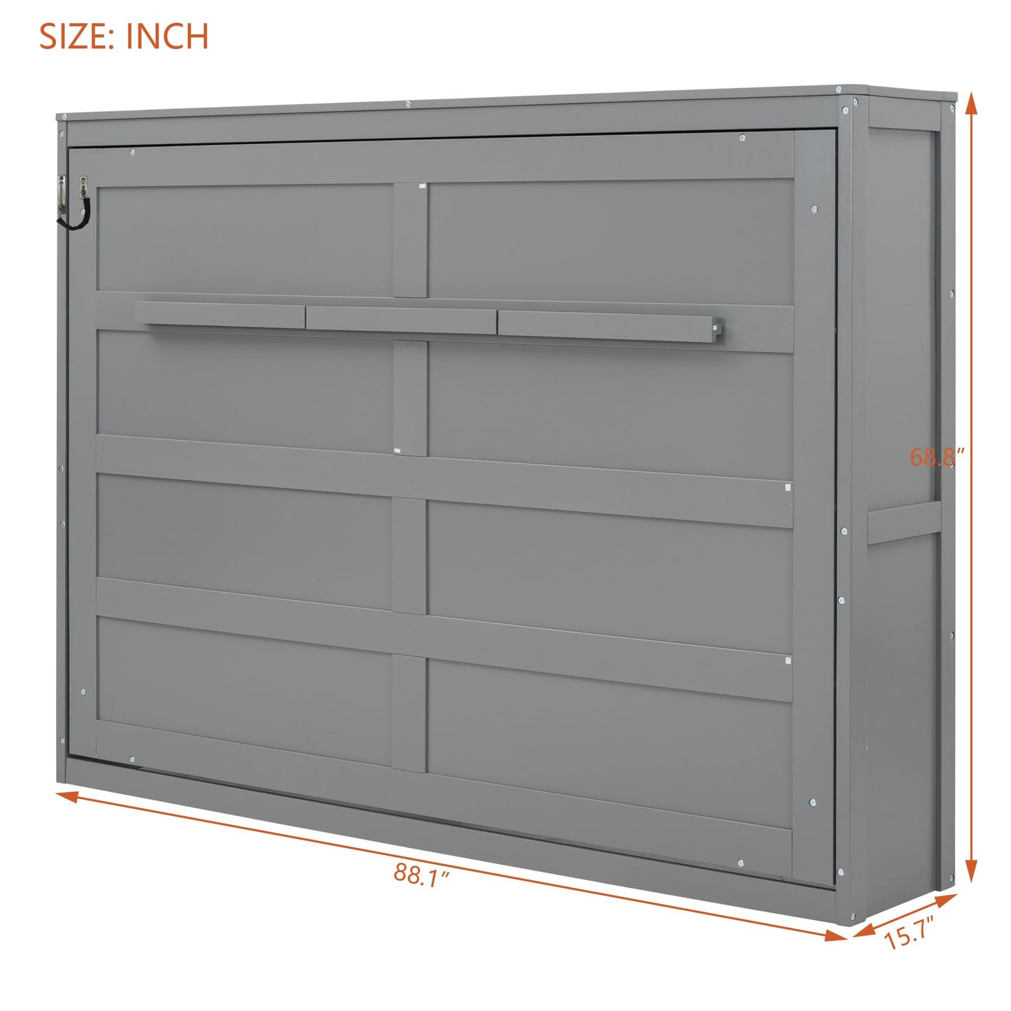 Merax Modern Farmhouse Solid Wood Murphy Cabinet Bed, Queen Foldable Wall Bed Frame, No Box Spring Needed/Space Saving, Gray