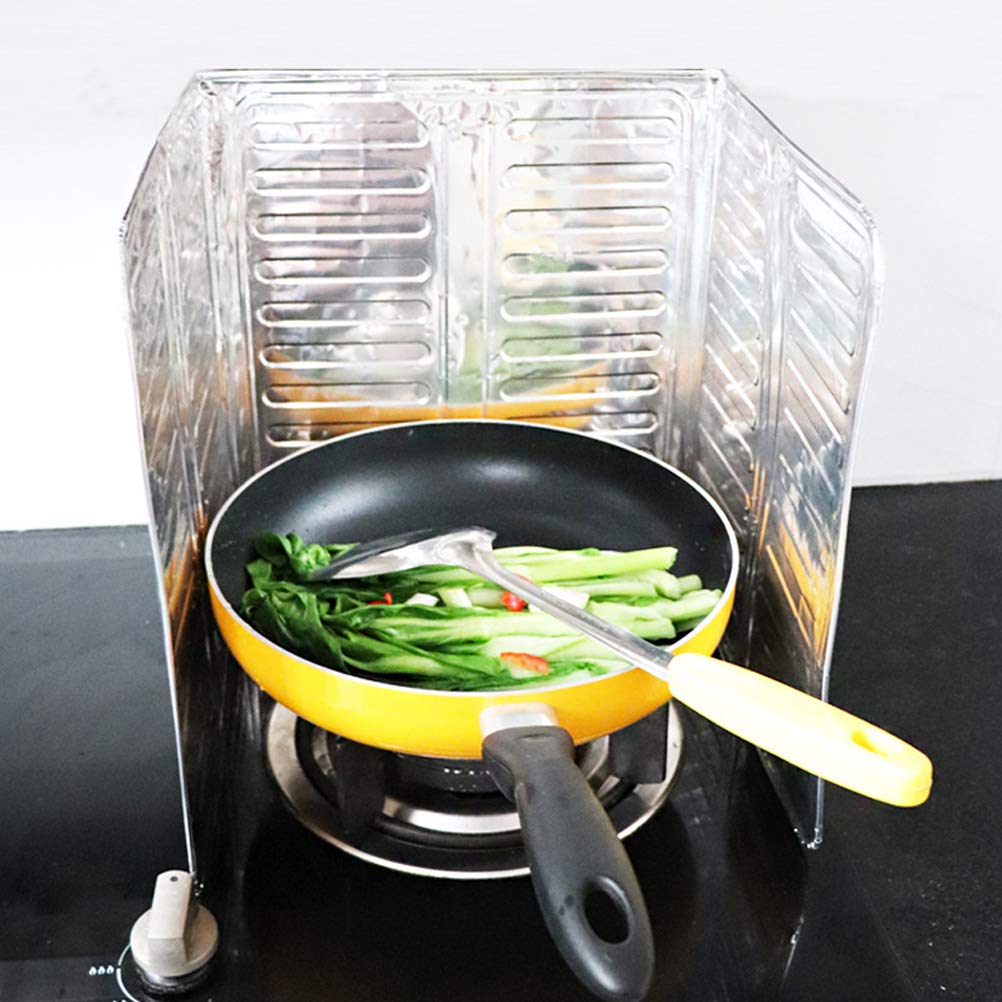 Hztyyier 3 Sided Oil Proof Aluminum Foil Splatter Guard Foldable Heat Insulation, Easy to for Kitchen Stove, Single or Double Stove Use (silver), Hztyyierbdghskgcvt-79