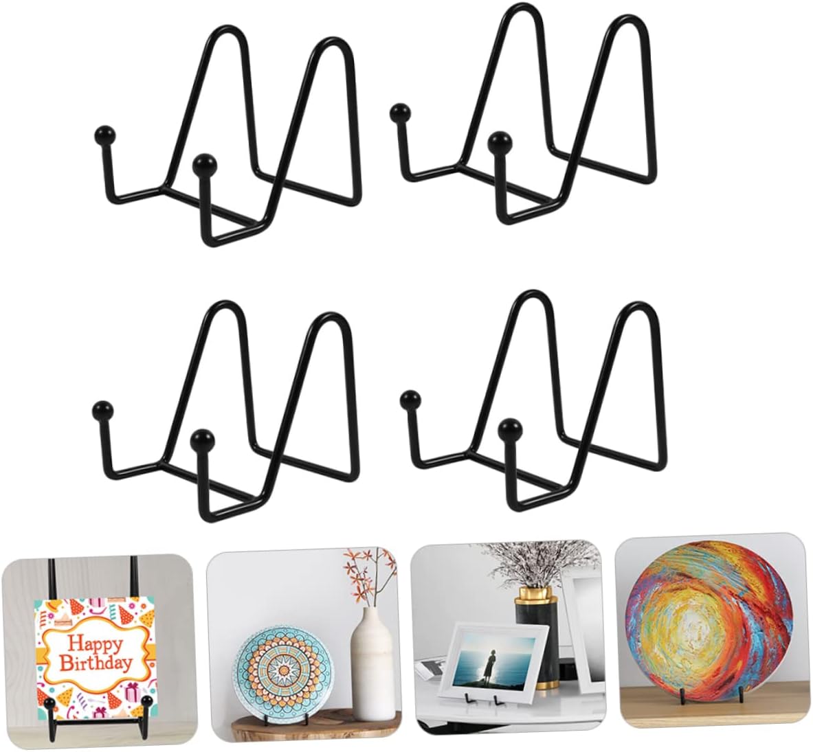 ARTIBETTER 4pcs Display Stand, Picture Frame Easel, Photo Dish Displays, Kitchen Plate Rack, Iron Organizer