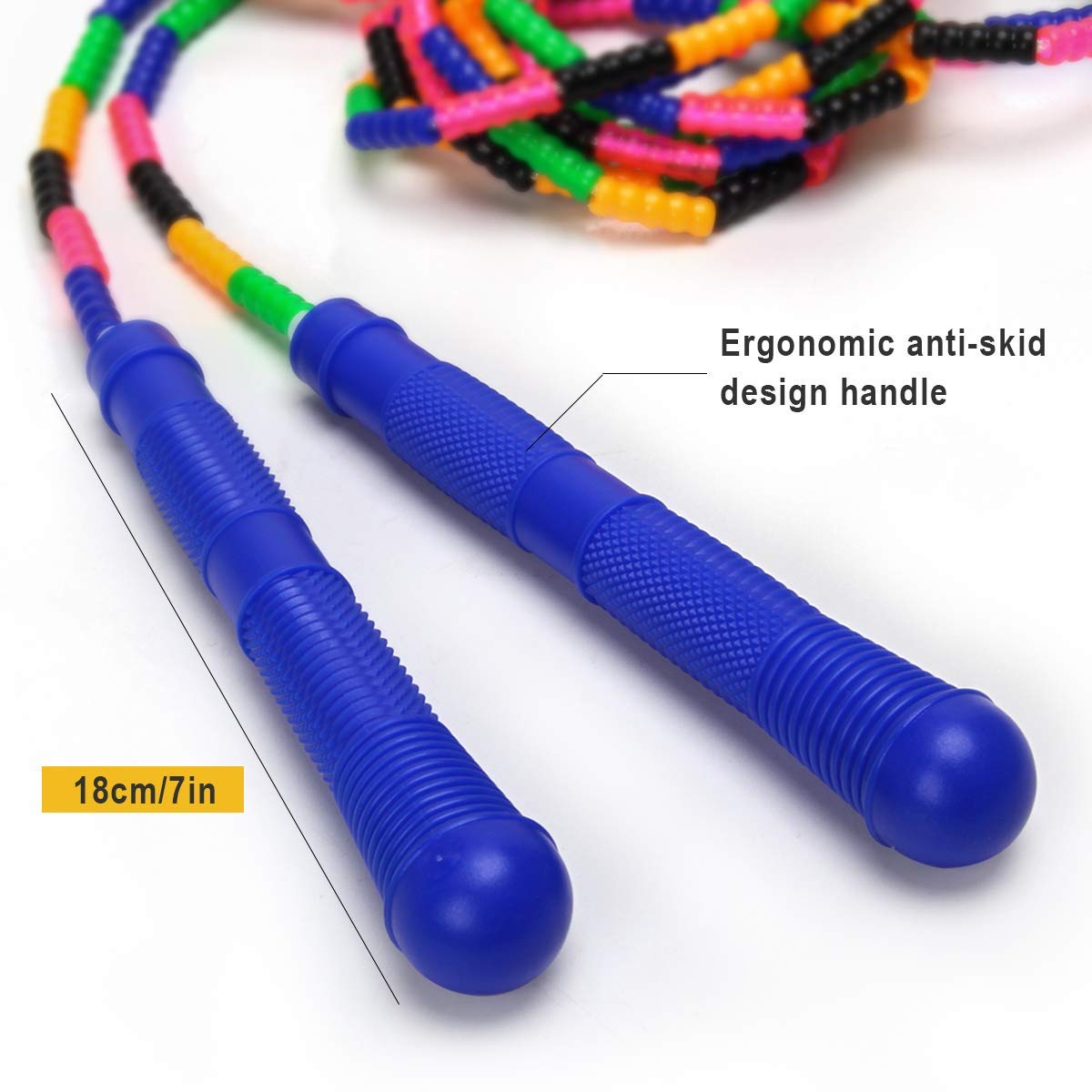 Coolrunner 16 FT Long Jump Rope(2 PACK), Double Dutch Jump Ropes, Soft Beaded Skipping for Kids Adults, Plastic Segmented Long Enough for 4-5 Jumpers