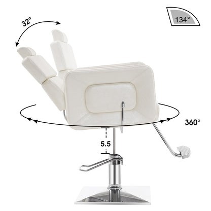 BarberPub Classic Hydraulic Barber Chair, Adjustable Reclining Salon Styling Beauty Spa Chairs, PVC Leather, Barberhop, Hair Salon 2065 (Champagne)
