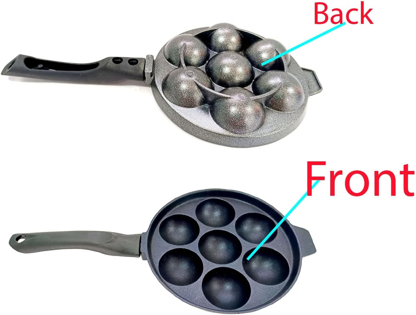 DBY Non Stick Appam Pan, 7 Cavity Aluminium Appachatty Paniyaram Maker with Stainless Steel Lid