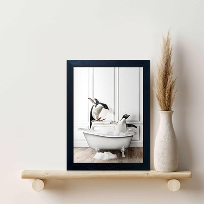 Bathroom Picture Wall Decor, Framed Black and White Bathroom Wall Art, Toilet Paper in Little Funny Raccoon's Hand Animal Canvas Print Painting
