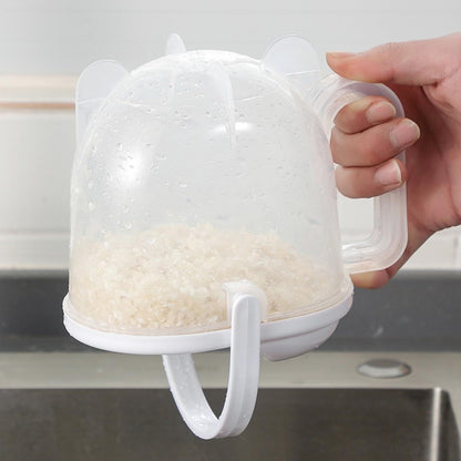 Rice Washer Strainer Bowl with Top Drainer, Microporous Small Colander Washing Bowl Rice Cleaner Strainer Colander for Washing Rice, Multigrain, Beans & Small Grain Food