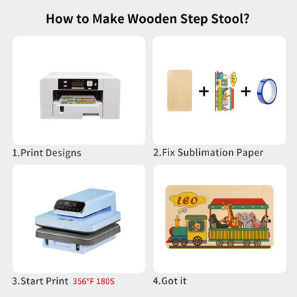 PYD Life 4 Pack Sublimation Wooden Step Stools Blanks 15.7" x 9" x 6.6" for Adults Kids with Non-Slip Feet Heavy Duty with 350-LBS Capacity Personalized for Bedroom Bathroom