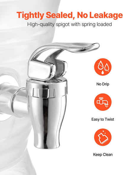 2.64 VEVOR Beverage Dispenser, Gallon Drink Dispenser for Parties, Plastic Juice Dispensers with Spigot Ice Chamber