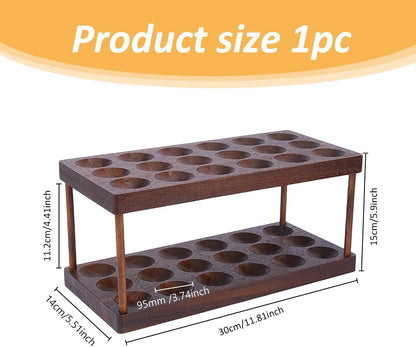 SUPERFINDINGS Wooden Egg Container Rack - 2 Tier Egg Storage Display Rack, Holds Egg Container, Countertop Organizer