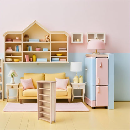 Angoily Mini Bookshelf, Dollhouse Bookcase, 1:12 Scale Doll House Furniture, Miniature Wooden Storage Cabinet Model, Unfinished Wood Library Shelving Scene, DIY Accessories for Room Display Collection