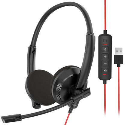 NUBWO HW01 USB Headphone/ 3.5mm Computer Headset with Microphone Noise Cancelling for Laptop, Lightweight PC Headset Wired Headphones, Business Headset, Office Computer Headsets for Cell Phone