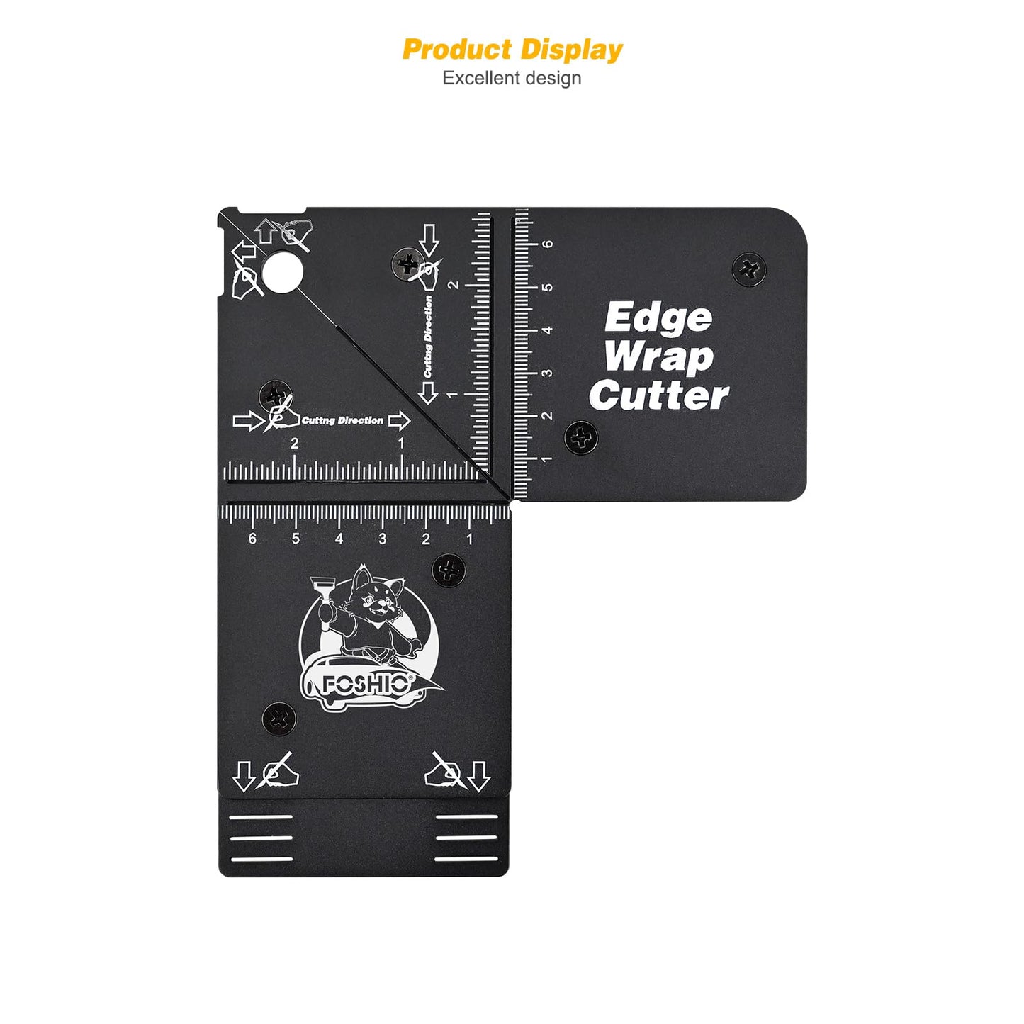 FOSHIO Aluminum Edge Wrap Cutting Template Tool, Template Ruler Drafting Tools for Furniture Wrapping, Gift Wrapping, Wallpaper, Vinyl Wrapping. Window Film Application Cutting Guide Tools