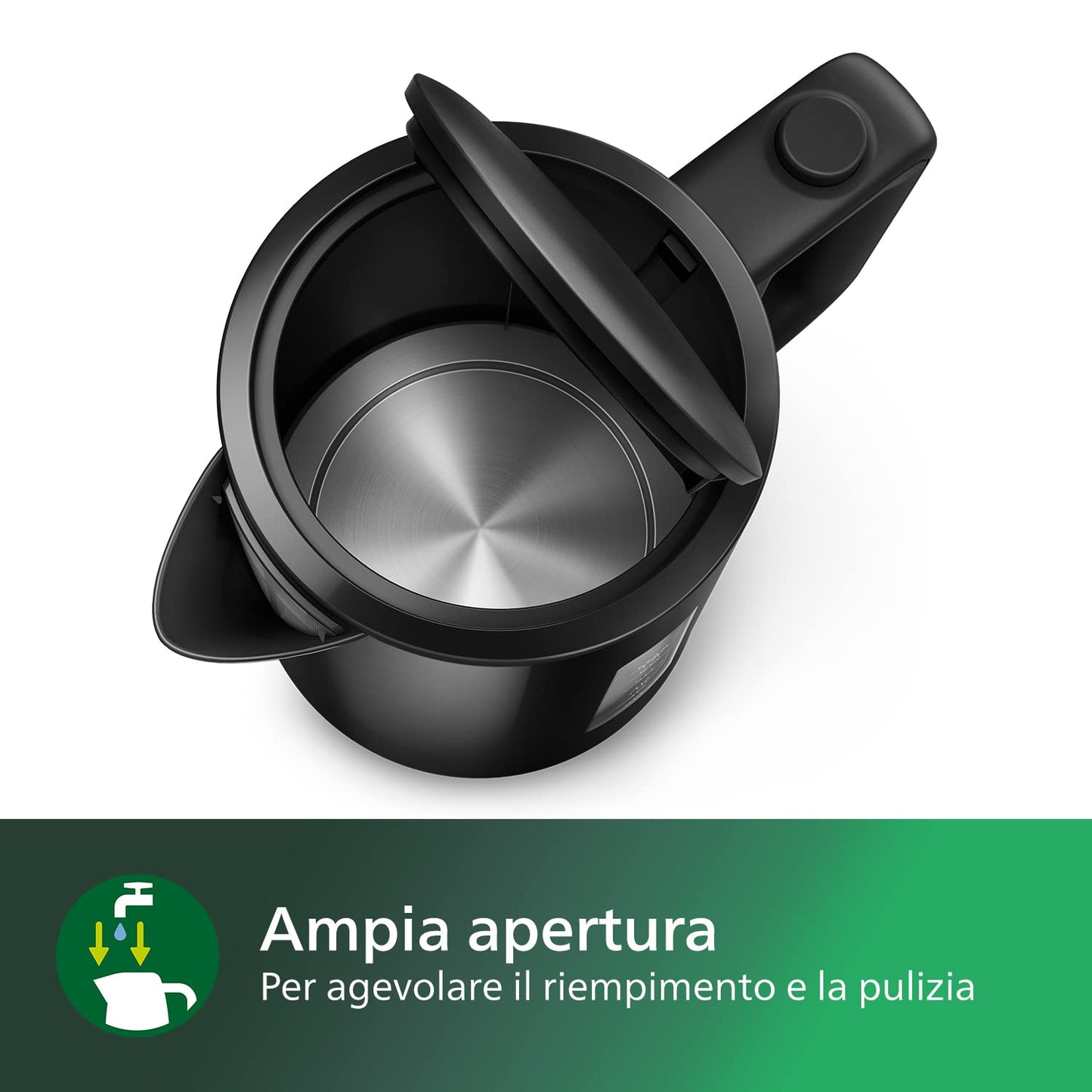 Philips Kettle - 1.7 L Capacity with Control Indicator, Pirouette Base, Black (HD9318/20)