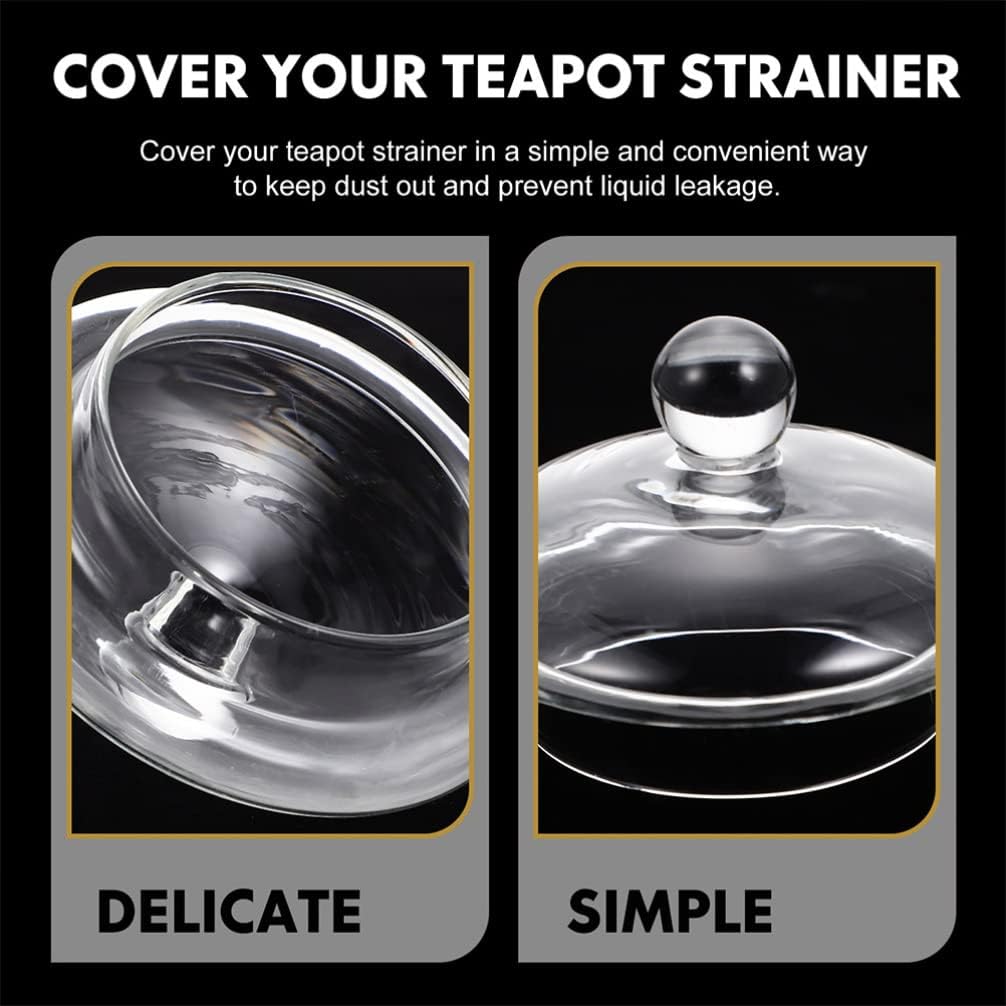 UPKOCH Tea Steeper, 4 Pack Glass Teapot Lid Replacement, Teapot Strainer Covers and Tea Filters