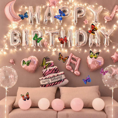 Skiennix 12PCS Giant Butterfly Wall Stickers - 3D Removable Decor for Kids' Rooms & Parties