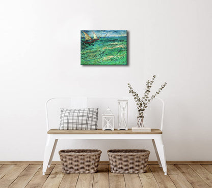 Wieco Art Sailing Boats Large Modern Gallery Wrapped Seascape Giclee Canvas Prints of Van Gogh Famous Oil Paintings Reproduction Pictures on Canvas Wall Art for Living Room Bedroom Home Decorations