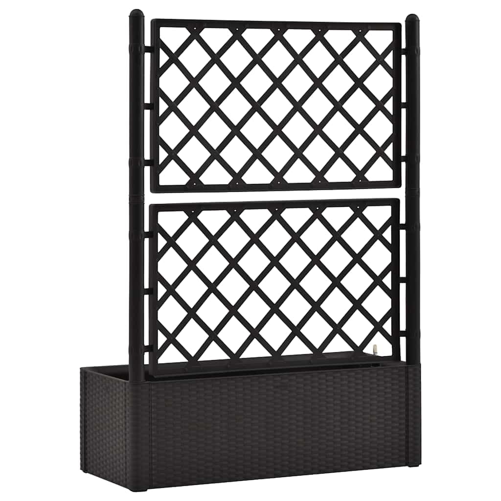 Yamxder 39.4x16.9x55.9 in Anthracite Plastic Raised Garden Bed with Trellis, Self-Watering Planter for Climbing Plants, Large Outdoor Planter Box for Patio Balcony