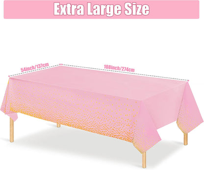 Breling 3 Pieces Dot Tablecloth Confetti Disposable Table Cover for Birthday Wedding Baby Shower Engagement Party, 54 x