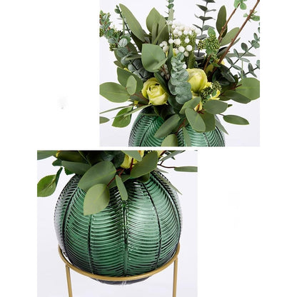 Artificial Bonsai Tree Nordic Light Luxury Simulation Flower Art Decoration Living Room Table Negotiating Table Glass Bottle Fake Flower Decoration Artificial Plant Bonsai Tree(B)