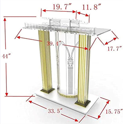 BTZHY Lectern Podium Stand, Acrylic Rolling Luxury Vertical Podium Stage Host with Casters Rolling Podium for Church, Wedding, School