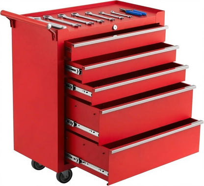 4-Drawer Rolling Tool Chest with Locking System, Portable Tool Storage Cabinet on Wheels, Secure Organizer Tool Box for Garage, Warehouse, Workshop, and Repair Shop, Heavy Duty Mobile Storage Solution