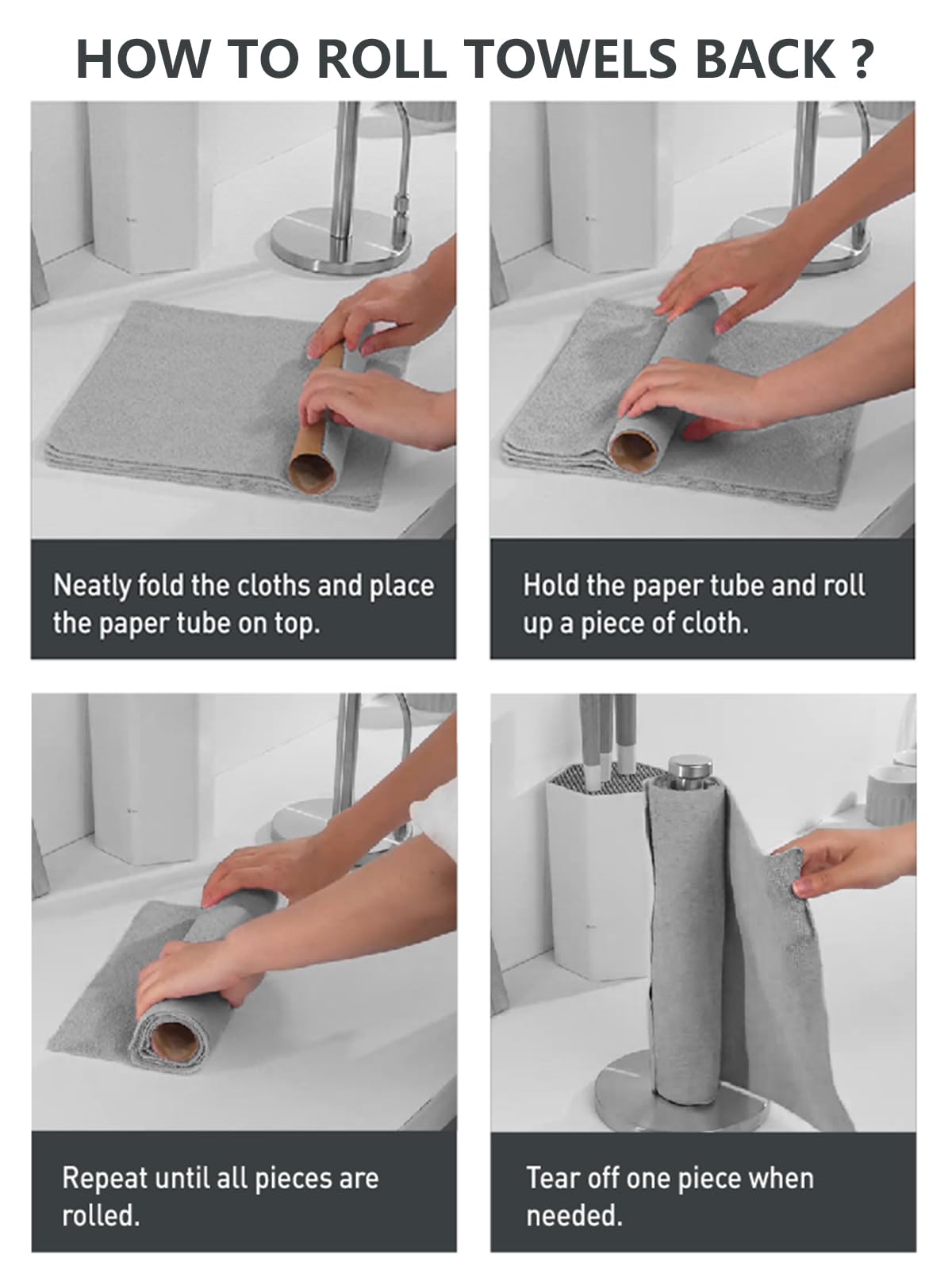 Fantasticlean Microfiber Cleaning Cloth Roll -60 Pack, Tear Away Microfiber Towels, 12" x 12", Reusable, Washable, Lint Free, Ultra Absorbent Dishcloth for All-Around Cleaning (Pink & Grey)