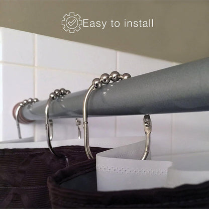2LB Depot Wide Shower Curtain Rings/Hooks Set, 12 Rings, Decorative Brushed Satin Nickel Finish, Rustproof