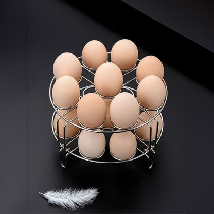 2Pcs Egg Steamer Rack with Hot Plate Gripper Set, Stackable Trivet for Instant Pot Compatible Pressure Cooker Accessories Cooking 18 Eggs