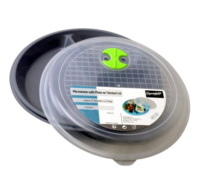 4-Pack Divided Microwave Plates with Vented Lids – BPA-Free, Stackable Meal Prep Plates – 3 Section Food Storage – Microwave, Freezer & Dishwasher Safe – 8.75” x 8.75”