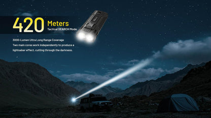Nitecore EDC37 8000 Lumens Flat Shape Flashlight, USB-C Fast Charging with Digital OLED Display and Safety Lock Sticker