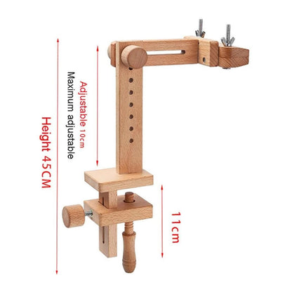 Embroidery Hoop Stand Clip Holder, Wooden Rotatable Adjustable Embroidery Frame Stand Set, with Desktop Clip and 8 Inch Embroidery Hoops, for DIY Craft Thread Sewing
