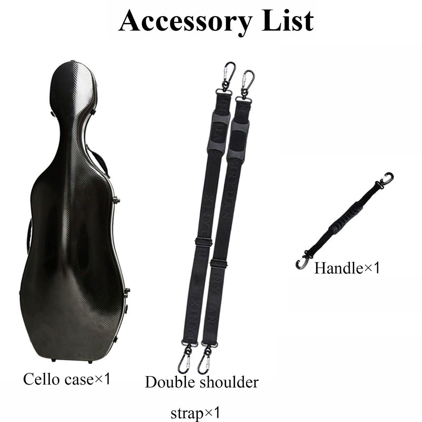 ZerHoc 4/4 Full Size Cello Case, Carbon Fiber Composite Sturdy, Portable and Waterproof Cello Box with Handle, Back Straps and Wheels(Color:Black)