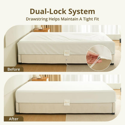 Queen Fitted Sheet Only, 100% Long-Staple Cotton Dual-Lock Fitted Sheet for Queen Bed, Luxury Soft and Comfort, No Slippage, 1000 Thread Count, Deep Pocket Fits 9" to 14" Mattress