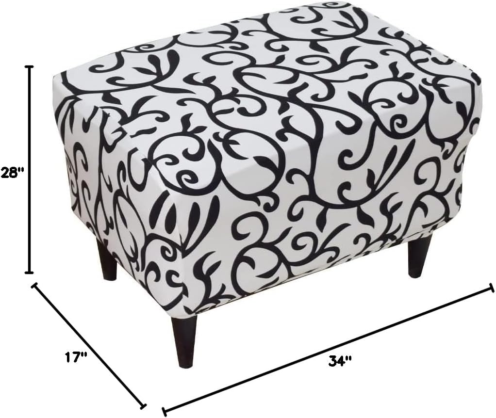 Eco-Ancheng Chair Cover Stretch Ottoman Cover Rectangular Storage Ottoman Slipcover Footrest Stool Covers Ottoman