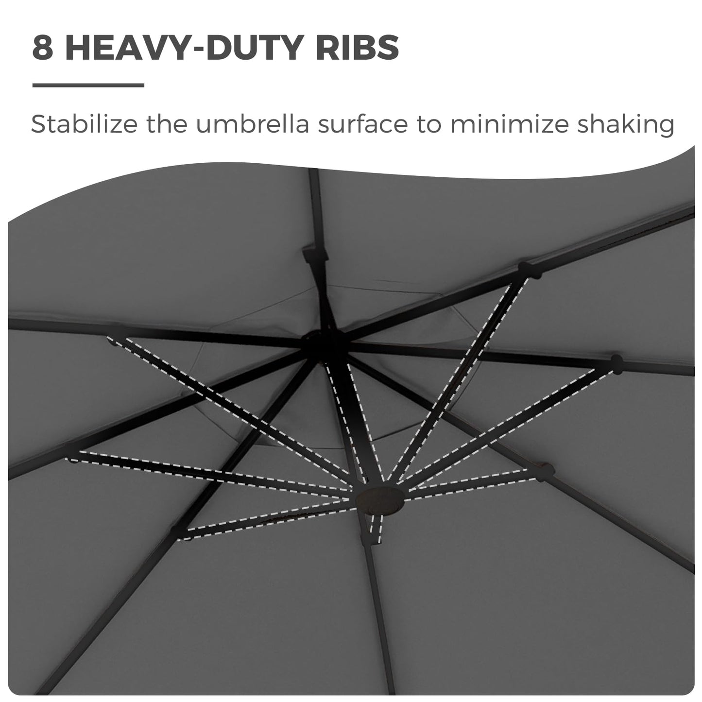 Grand patio 12 FT Patio Cantilever Umbrella Outdoor Large Round Aluminum Offset Umbrella Base Included for Deck Yard (Gray, 12 FT)