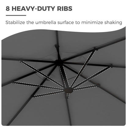 Grand patio 12 FT Patio Cantilever Umbrella Outdoor Large Round Aluminum Offset Umbrella Base Included for Deck Yard (Gray, 12 FT)